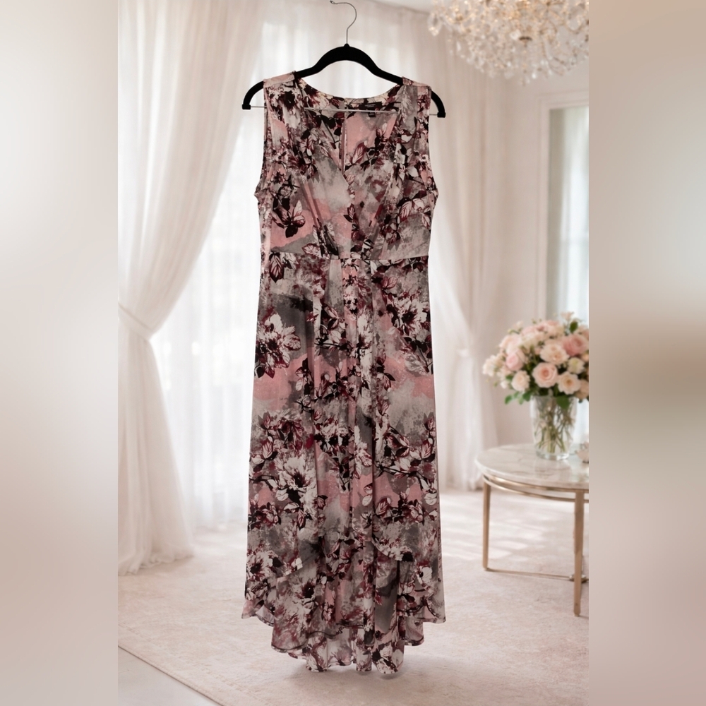 Simply Vera Vera Wang Pink and Gray Floral Dress